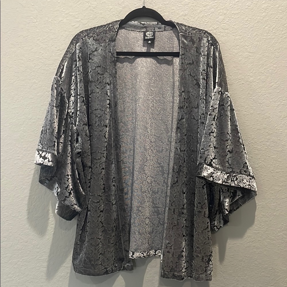 Bobeau velvet devore open front duster cardigan jacket